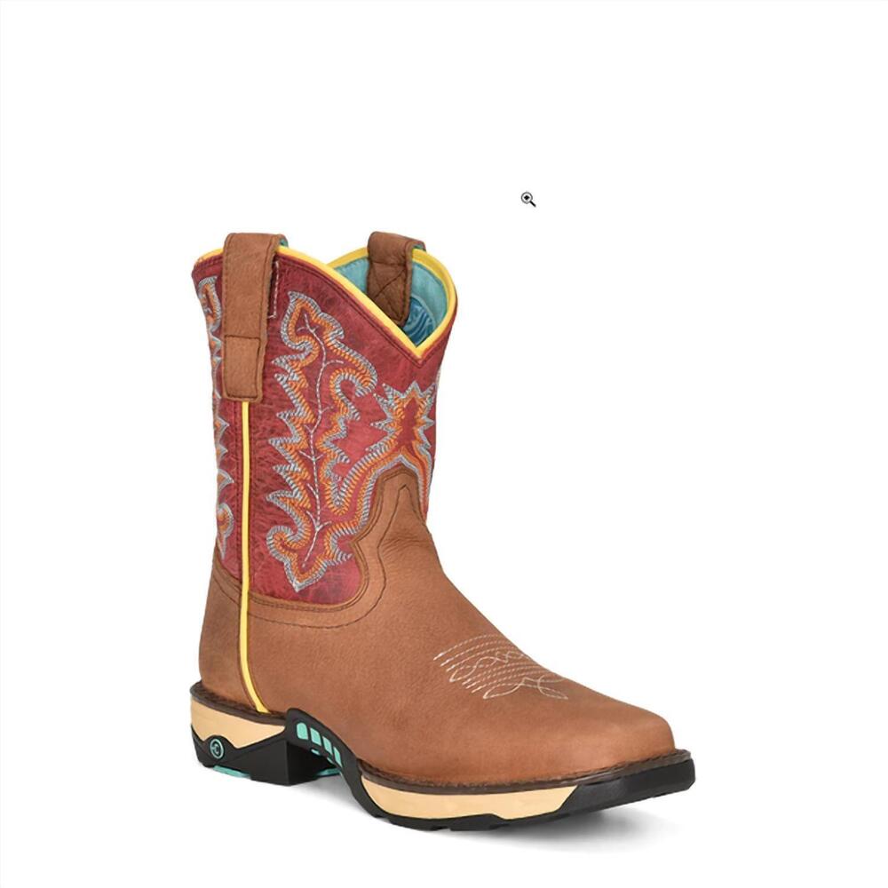 NEW CORRAL women's w5001 leather square toe boots in brown red